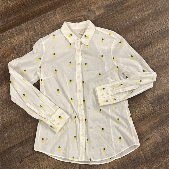 J.Crew Pineapple Button Down Blouse - Picture 2 of 13